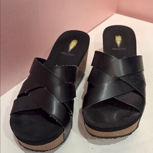 Volatile Black Mules with Platform cork Sole